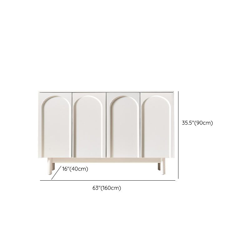 White Simple Style Sideboard Cabinet Engineered Wood Buffet Table