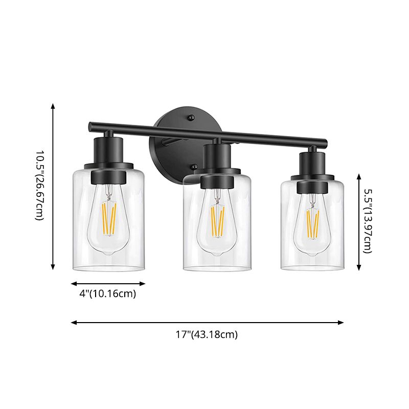 3 luces Clear Glass Wall Lightsing Light Cilindro Industrial Cylinder Wall Monte Light para el baño