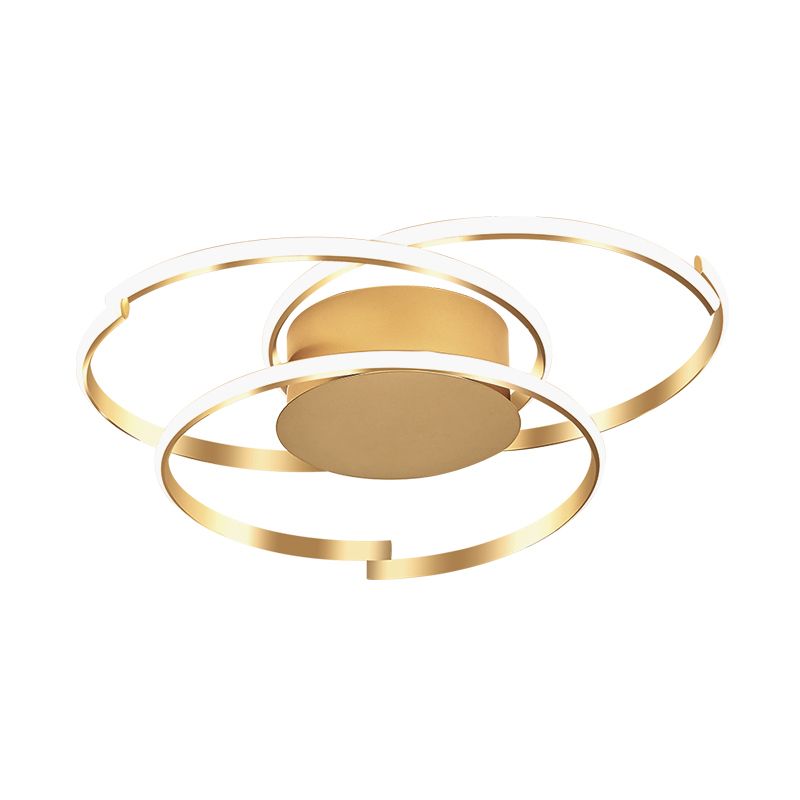 3 Rings Ceiling Mounted Light Modern Acrylic Gold 18"/21.5" Wide LED Flush Light in Warm/White Light