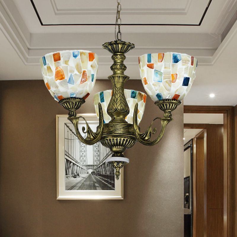 White 5/9/11 Lights Ceiling Chandelier Mediterranean Shell Mosaic Pendant Lighting Fixture