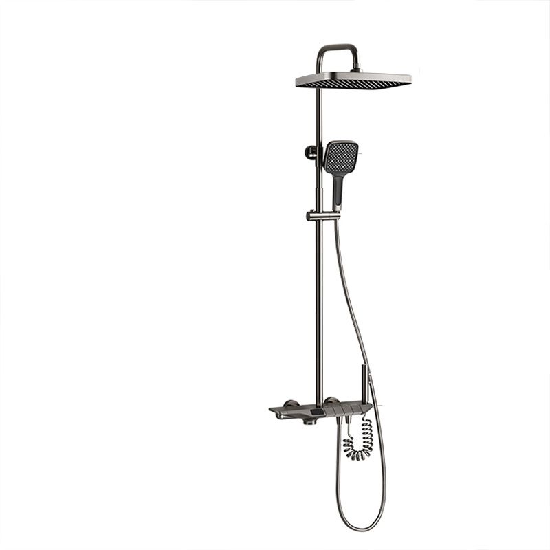 Modern Thermostatic Shower System Solid Color Slide Bar Included Shower Head Combo