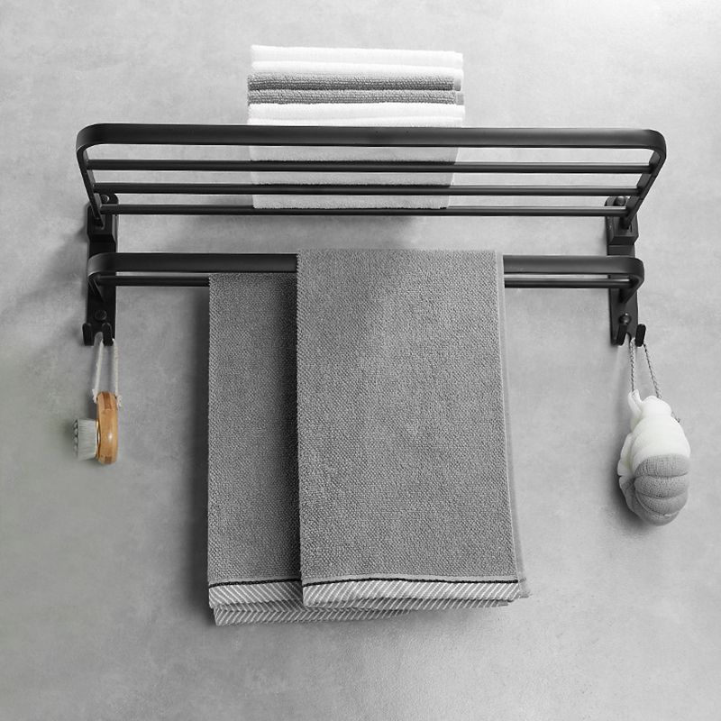 Matte Black Contemporary Bathroom Accessory Set with Bath Shelf & Towel Bar