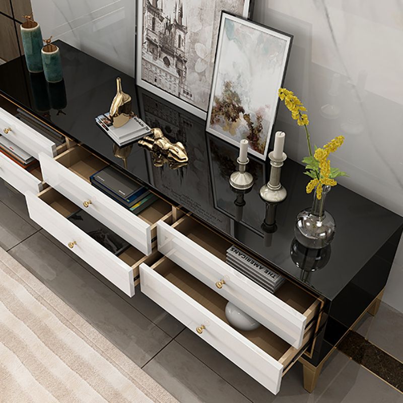 Glam TV Media Console Glass Media Console TV Stand with Drawers