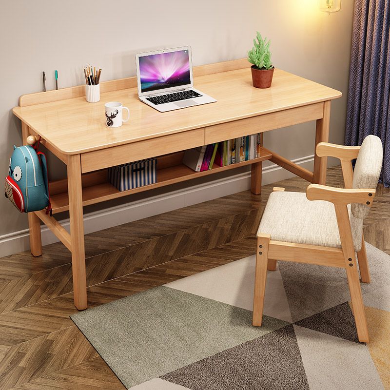 Modern Style Wooden Writing Desk Rectangular Shape Office Table with 2-Legs for Home