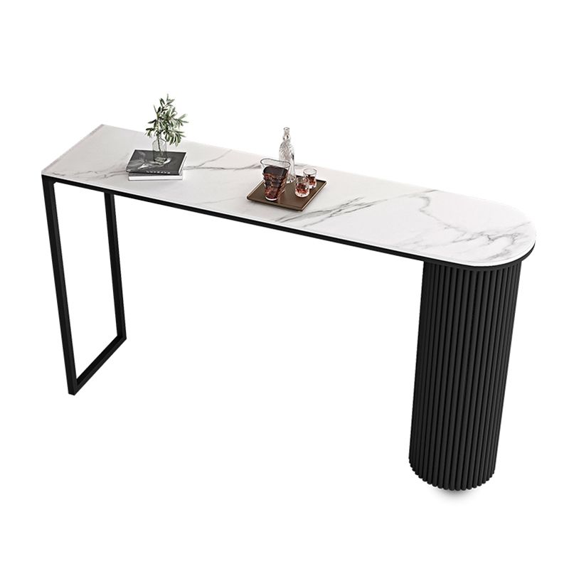 Contemporary Sintered Stone Top Counter High Table with Double Pedestal