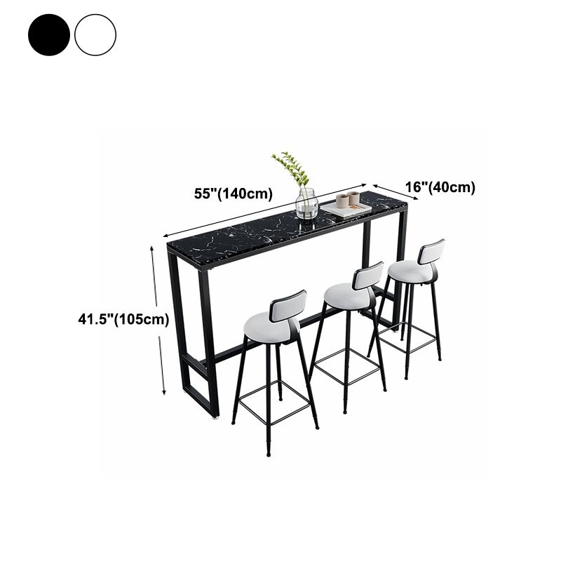 Rectangle Bar Dining Table Modern Bar Dining Table with Trestle Base in Black