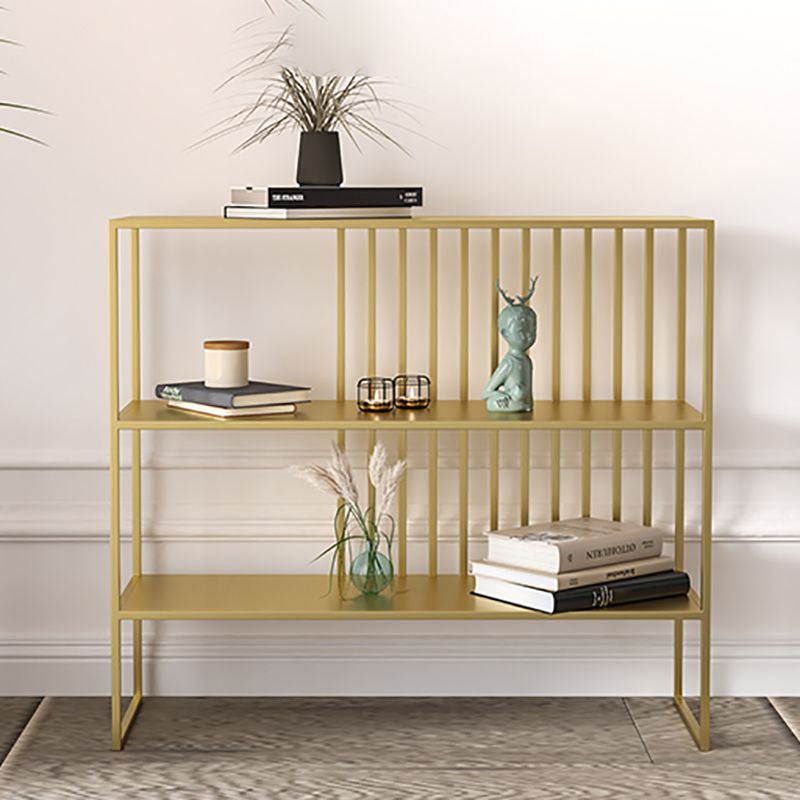 Horizontal Metal Bookshelf Contemporary Open Back Bookcase with Shelves