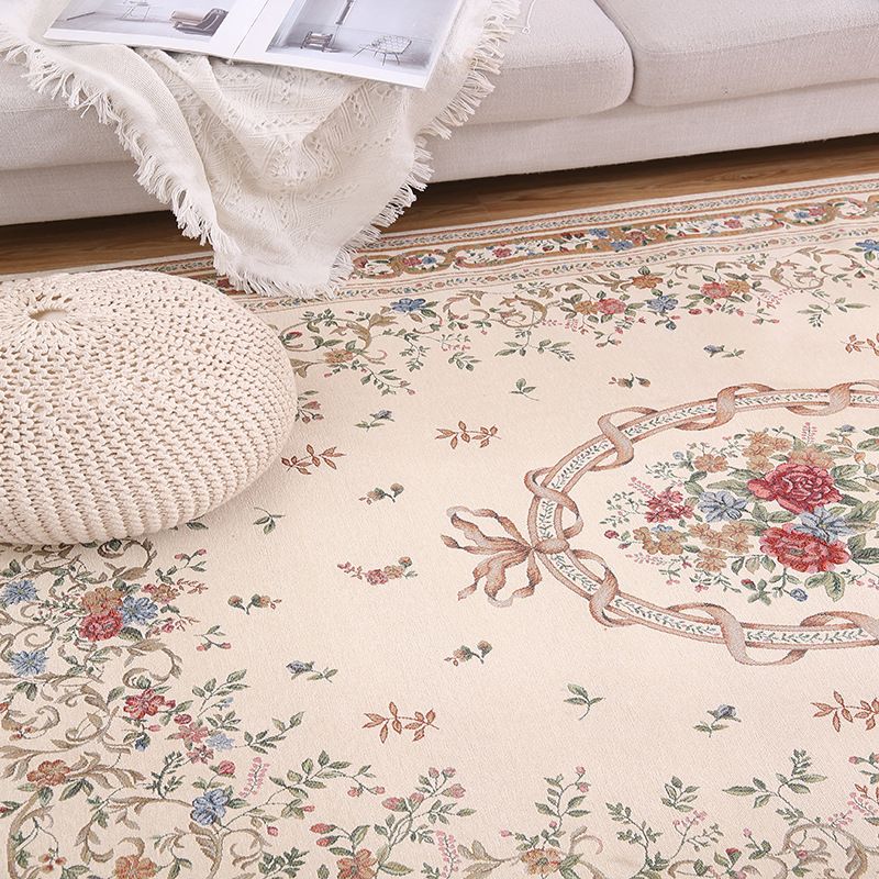 Shabby Chic Rustic Area Rug Multi-Colored Floral Print Carpet Machine Washable Pet Friendly Anti-Slip Rug for Home