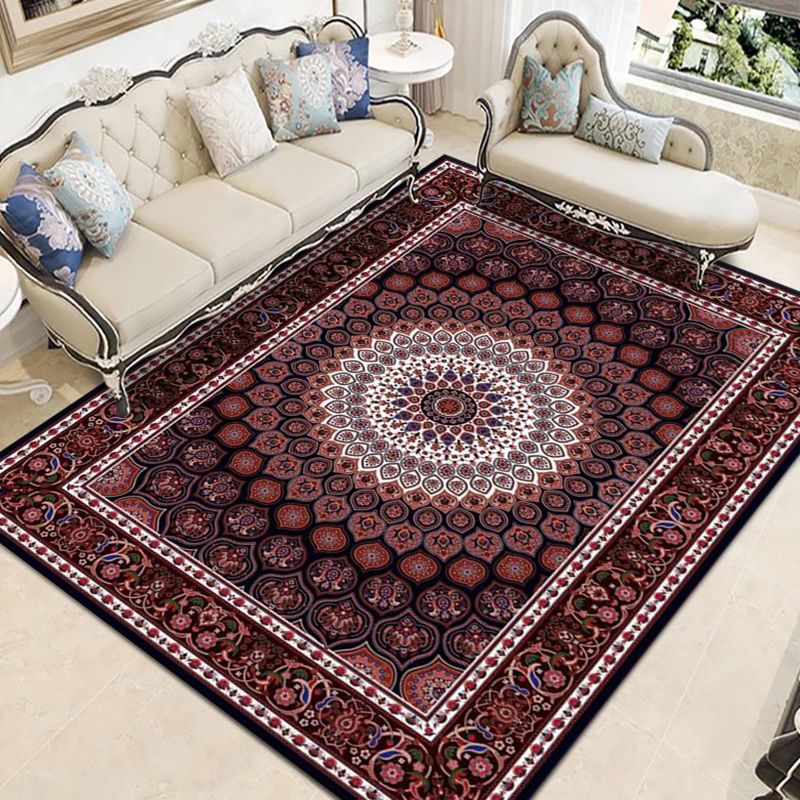 Moroccan Southwestern Print Rug Polyester Carpet Stain Resistant Area Carpet for Home Decoration