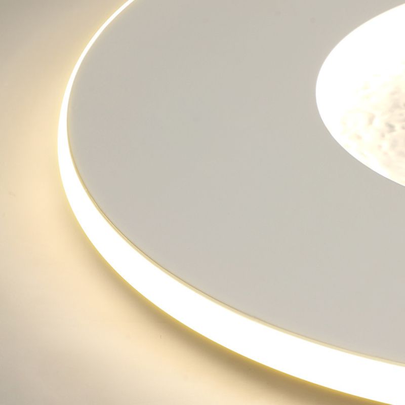 Moon Shape Flush Mount in White Kids Style LED Ceiling Flush