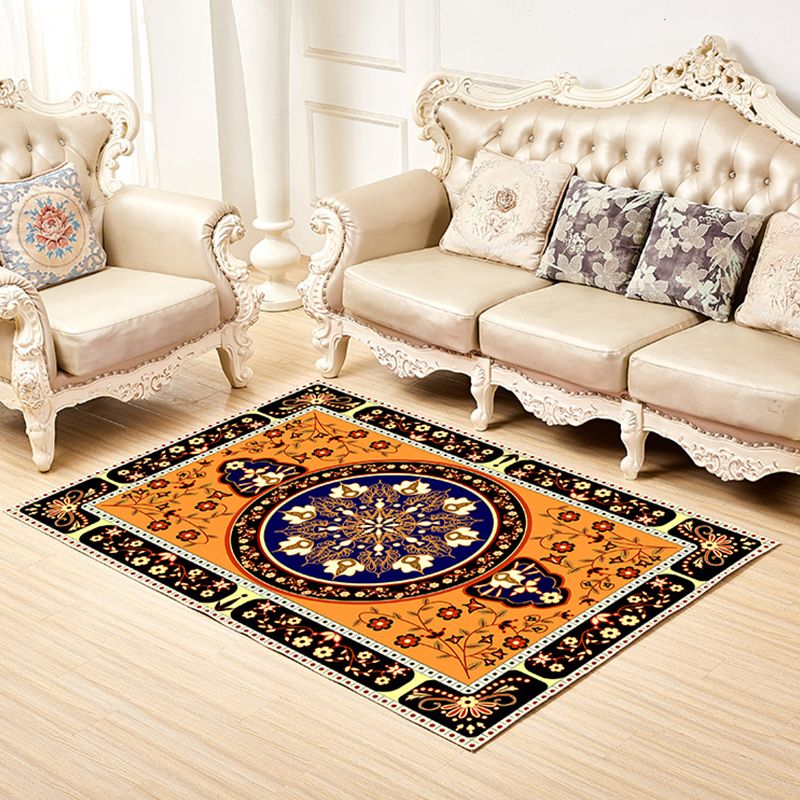 Shabby Chic Decor Rug Multi-Colored Floral Print Rug Synthetics Non-Slip Backing Washable Area Carpet