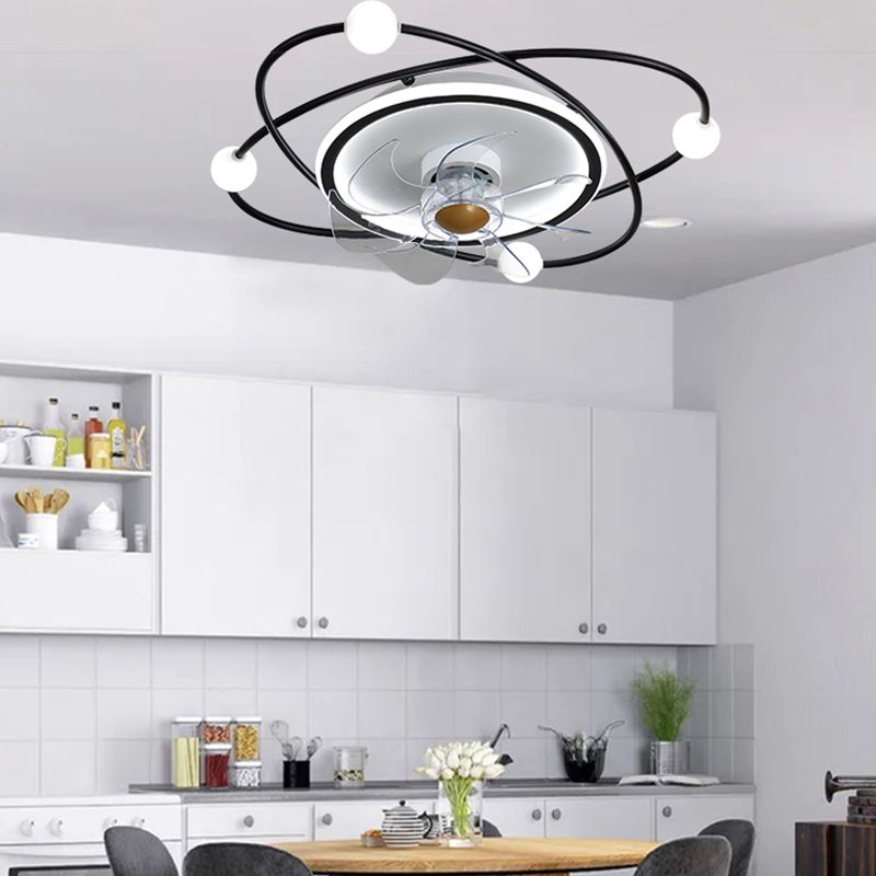 Modern Metal LED Ceiling Fan Light Creative Flush Mount Light for Living Room