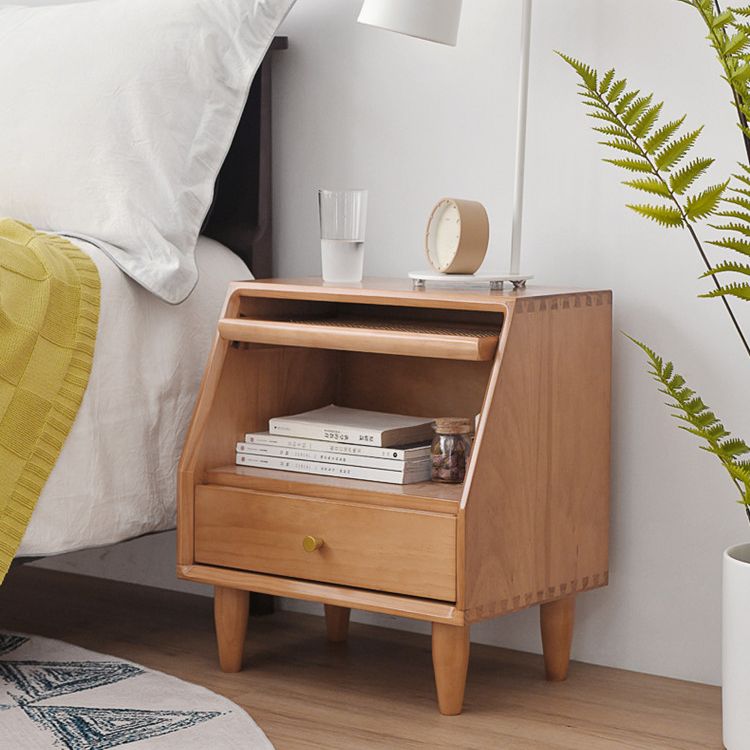 Modern Bed Nightstand Solid Wood Bedside Cabinet for Bedroom