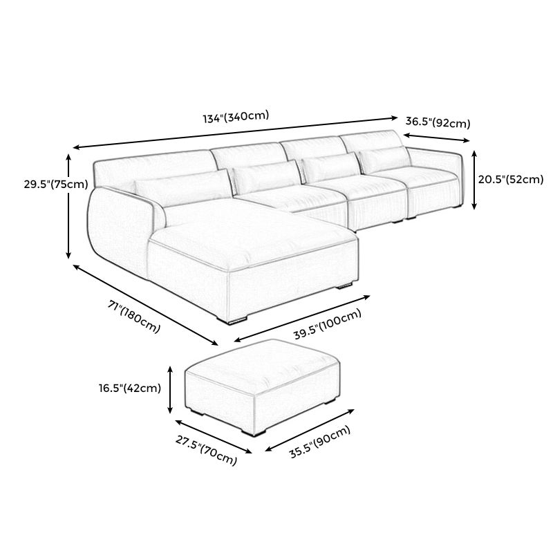 Scandinavian Tan Faux Leather Straight Arm Sofa/Sectionals with Stain-Resistant