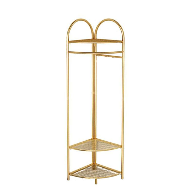 Glam Hall Stand Metal Gold and Black Shelving Included Free Standing Coat Rack