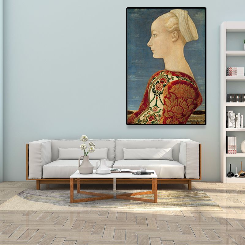 Textured Soft Color Painting Retro Style Woman Portrait Wall Art for Living Room