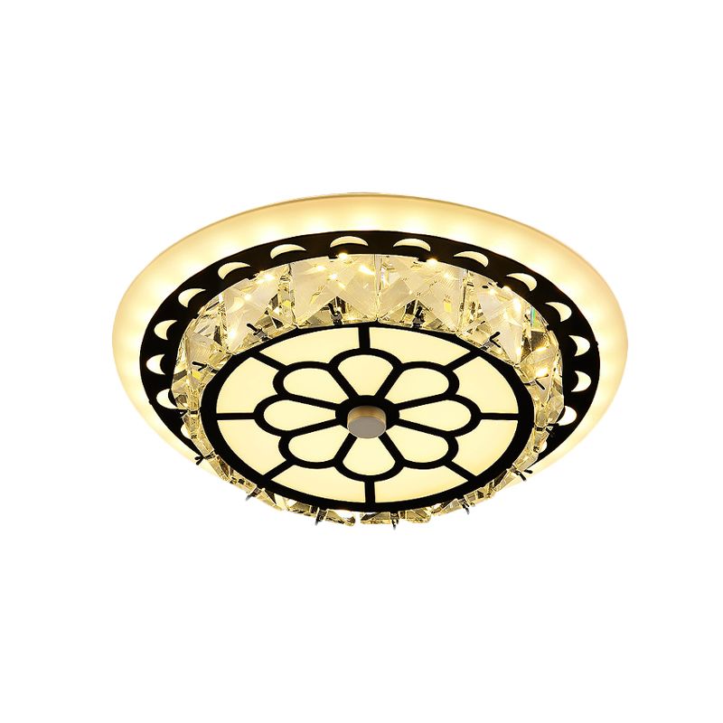 Plafonnier LED en cristal biseauté moderne à motif Floral noir, lampe encastrée ronde/carrée pour couloir