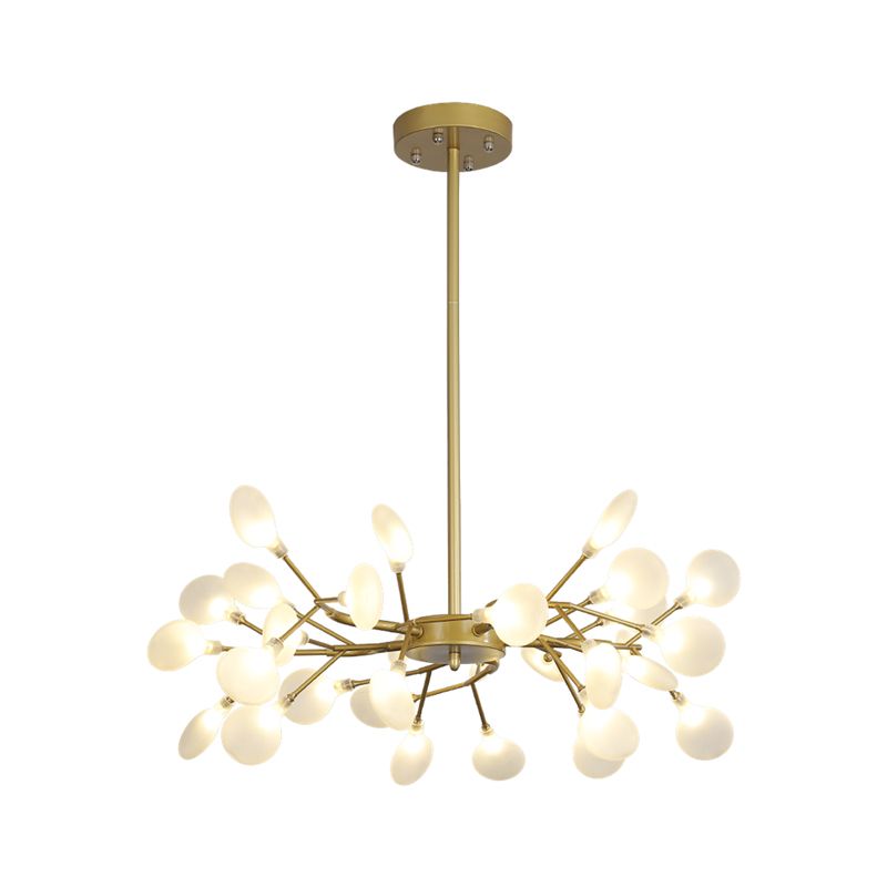 Frosted Flat Shade Ceiling Pendant Multi-Light Post Modern Metal Chandelier for Sitting Room