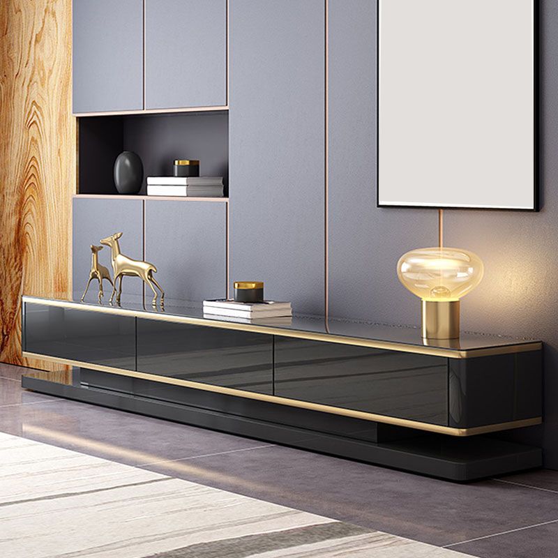 Enclosed Storage Media Console Glam TV Stand for Living Room