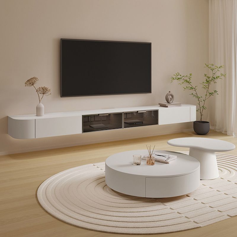 Modern TV Stand Engineered Wood TV Stand Console in White for Living Room