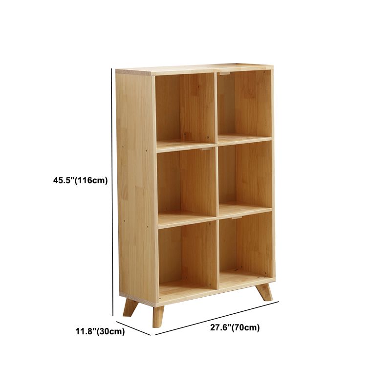 Modern Style Rectangular Bookshelf Closed Back Solid Wooden Natural Bookcase