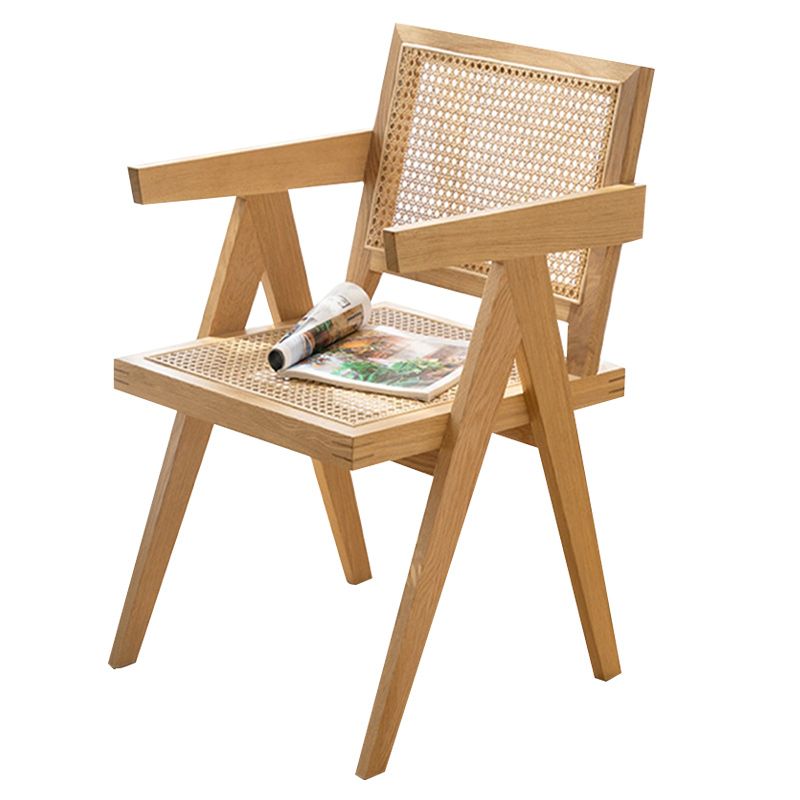 Modern Style Dining Chair Wooden Open Back Arm Chair for Home