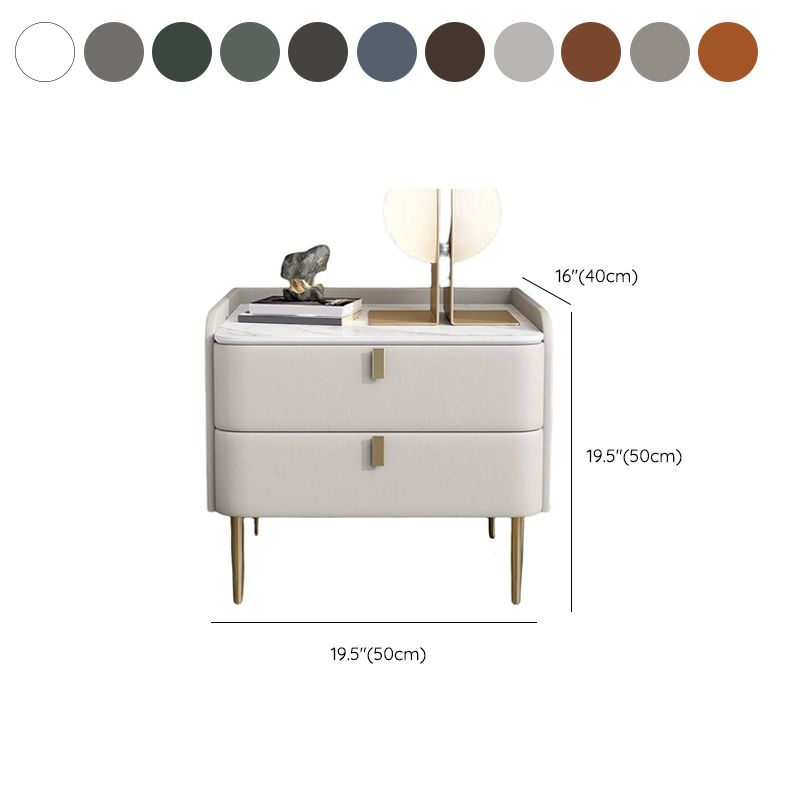 2 Drawers Glam Accent Table Nightstand Antique Finish Nightstand