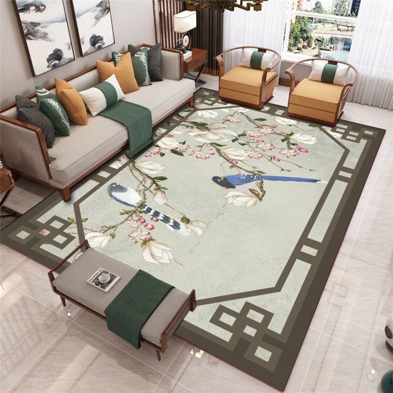 Multicolor Modern Indoor Rug Polyester Branch Print Carpet Easy Care Rug for Home Decoration