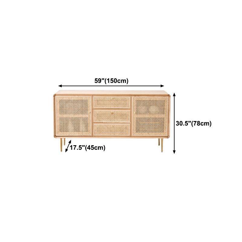 Nordic Simplicity Cupboard Pine Frame Kitchen Sideboard for Dining Room