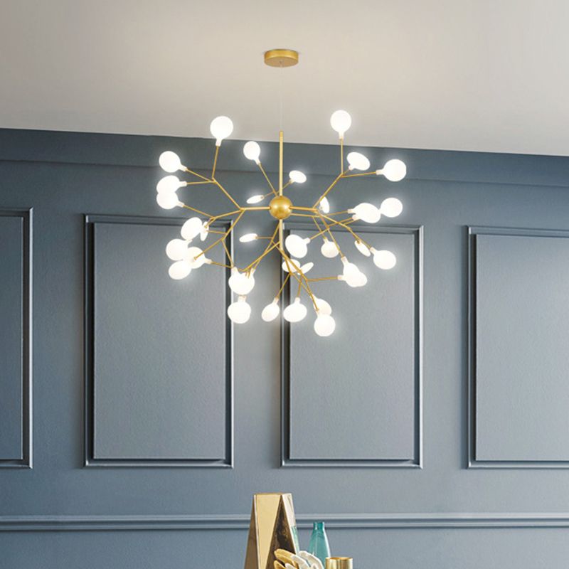 Sputnik Firefly Dining Room LED Plafond Éclairage acrylique luminaire de lustre post-moderne en or