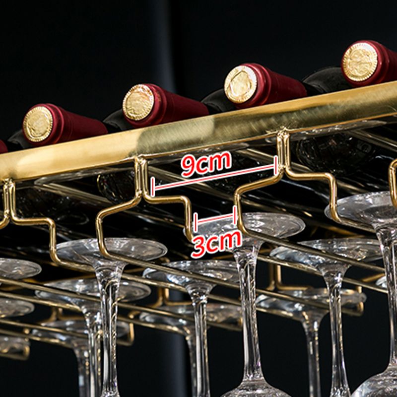 Glam Style Metal Hanging Wine Rack Kit in Gold, 59" x 13.8" x 13.4"