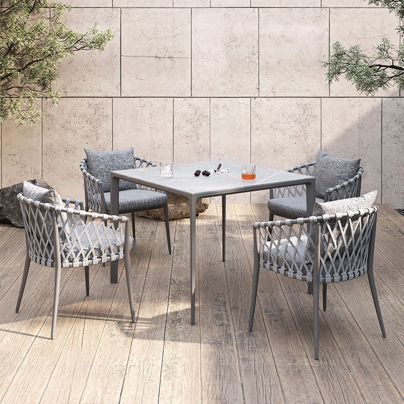 Contemporary Aluminum Frame Patio Table Outdoor Dining Table