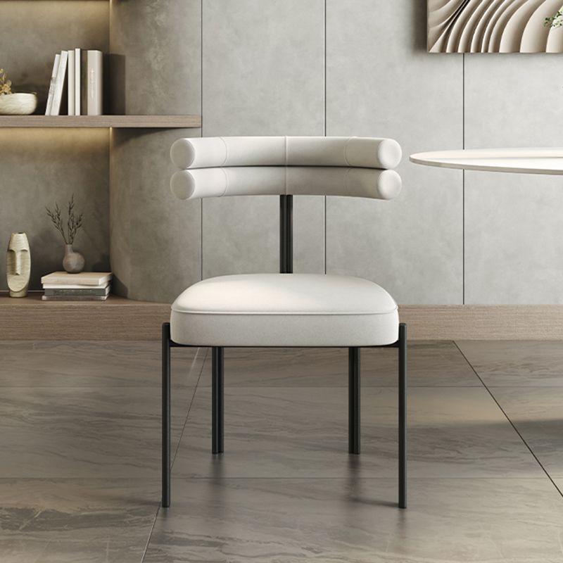 Minimalist Open Back Dining Side Chair Faux Leather Side Chair