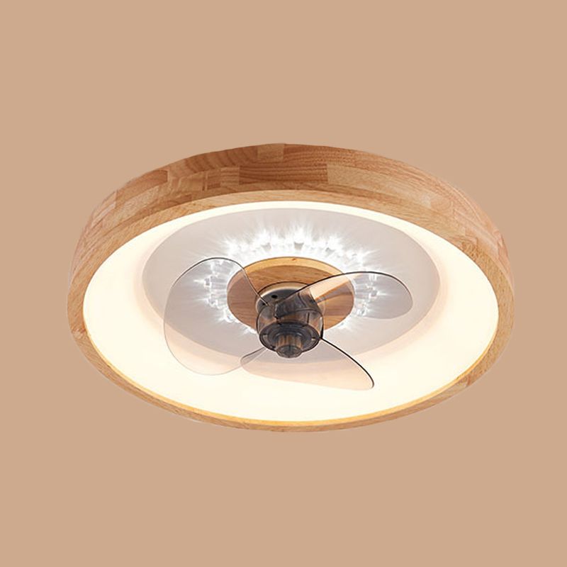 Lámpara de ventilador de techo redondo nórdico LED de madera natural LED SEMI FLUSH MONTING Lighture