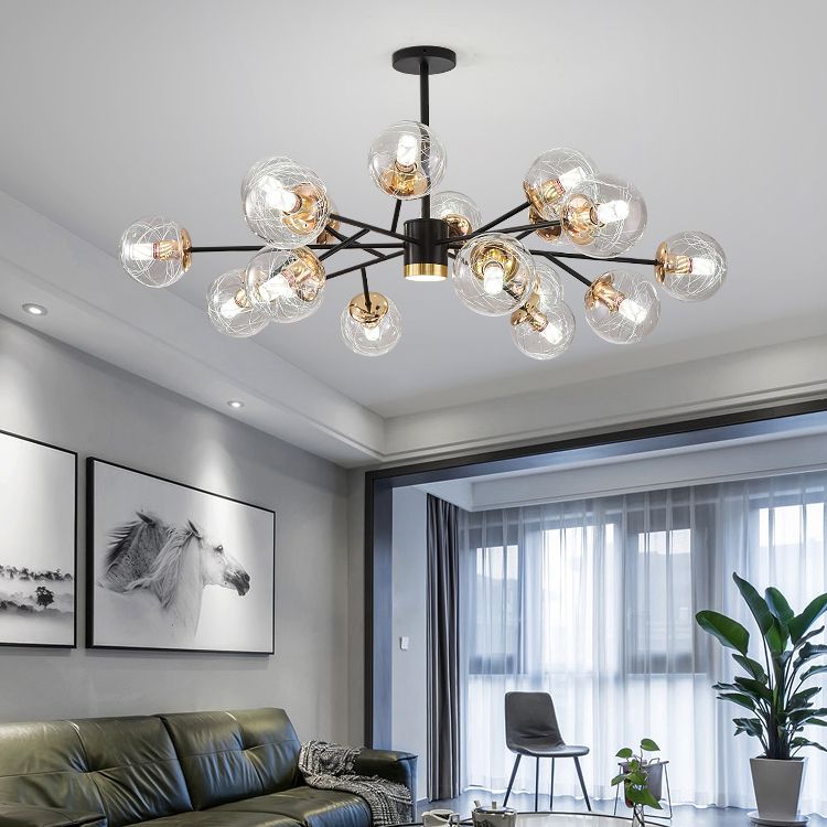 Spherical Shape Glass Pendant Light Fixtures Modern Style Hanging Light Fixtures