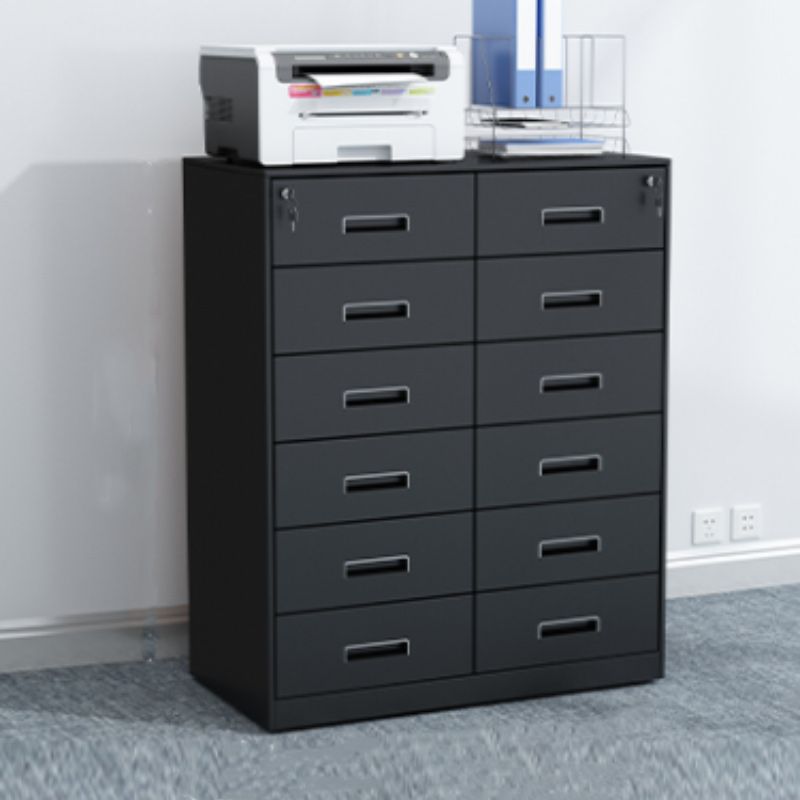 Contemporary File Cabinet Steel Frame Fire-Resistant Key Lock File Cabinet