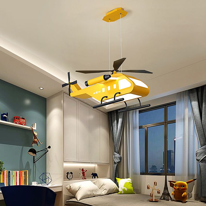 Helikopter LED Suspension Licht armatuur Kinderstijl metalen slaapkamer kroonluchter lamp