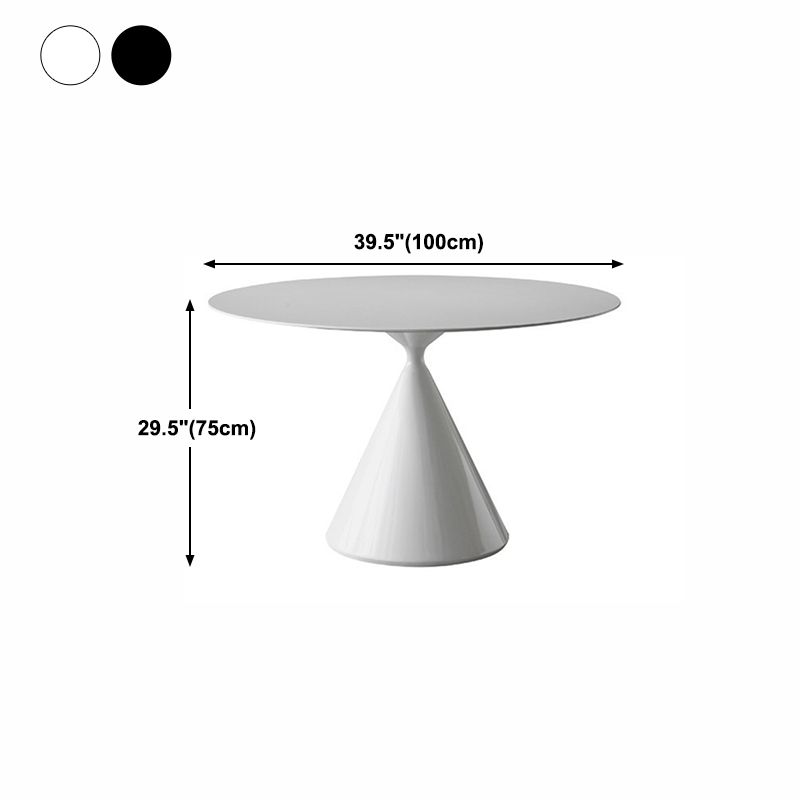 Modern Stone Round Table Matte Finish Pedestal Dining Table for Kitchen