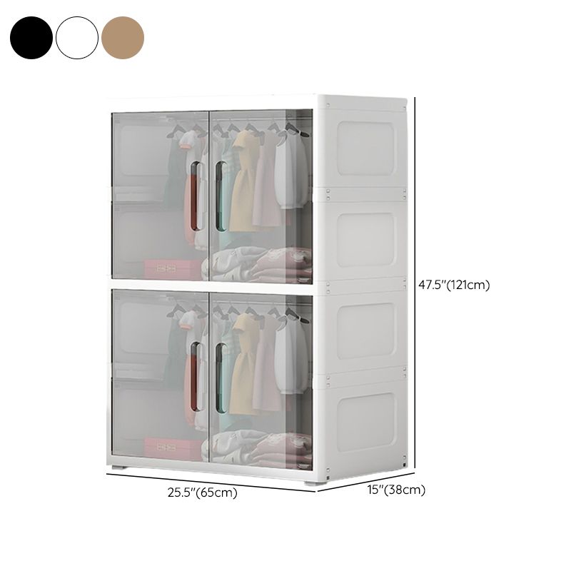 Contemporary Style Kids Closet Plastic Door Included Kid's Wardrobe for Home