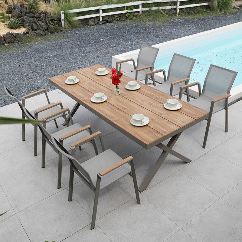 Contemporary Gray Outdoor Bistro Chairs Open Back Patio Dining Armchair