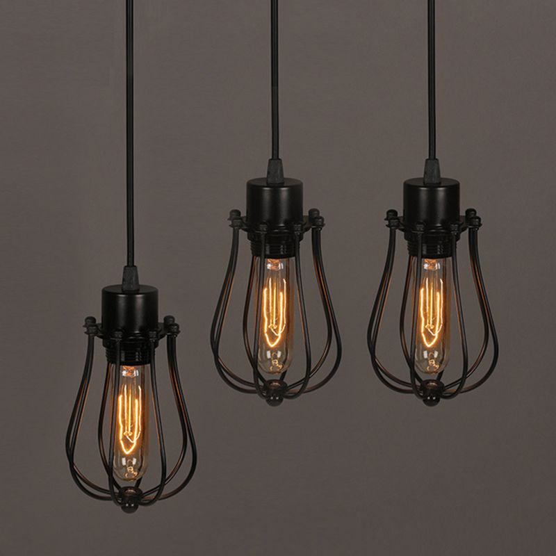 Lampada a sospensione in metallo in stile industriale Restauranti in gabbia Black Appedful Assiconte Light