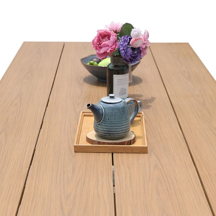 Modern Artificial Wood Dining Table Rectangle Shape Courtyard Table