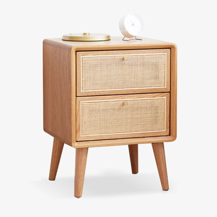 Rattan Bedside Table Modern Minimalist Night Table with Legs