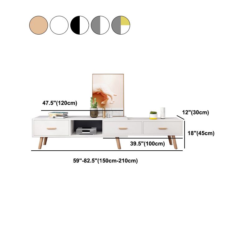 12" - Wide Wood TV Stand , Sliding Nordic TV Console with 2 / 3 / 4 Drawers