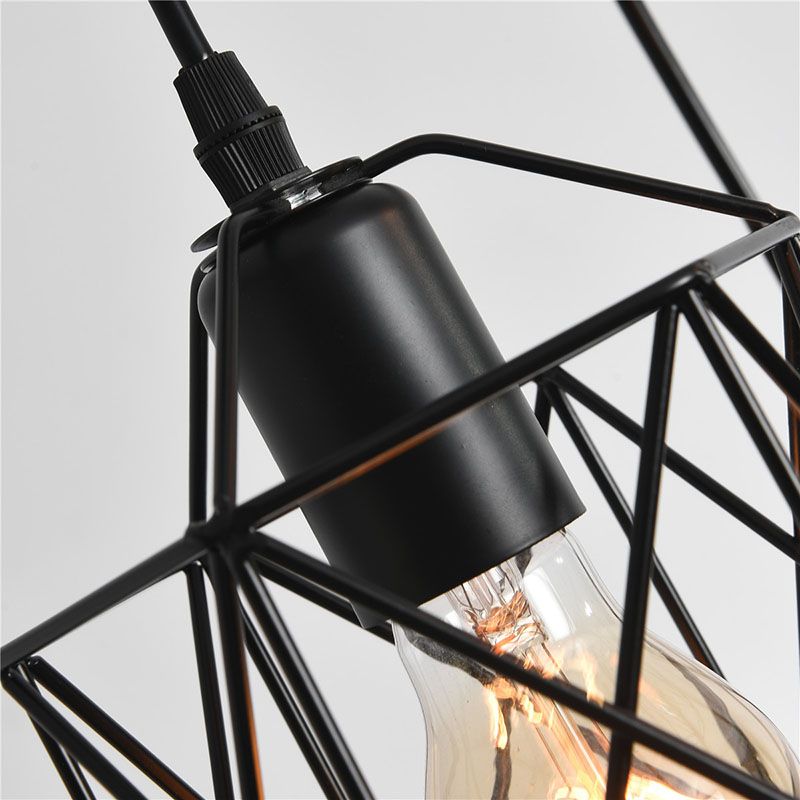 3 Lights Cage Hanging Ceiling Lights Industrial Style Metal Pendant Light Fixtures for Restaurant