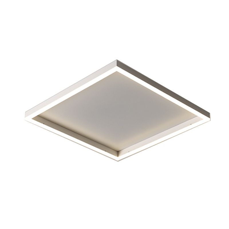 Modern Style Square Shape Ceiling Light Metal 1 Light Ceiling Lamp for Bedroom in White