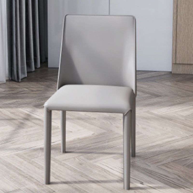 Contemporary Leather Dining Chair Armless Side Chair for Restaurant Use