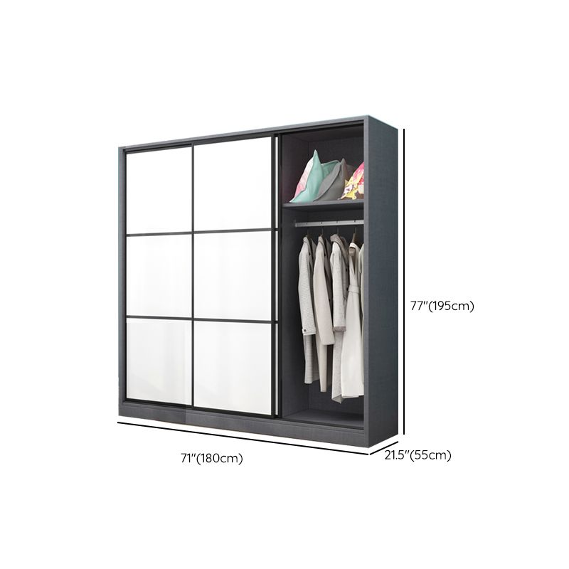 Gray Modern Coat Locker Wooden 3-Drawer Matte Finish Closet with Garment Rod