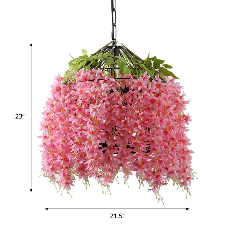 Pink 1 Light Ceiling Pendant Industrial Metal Blossom LED Drop Lamp for Restaurant