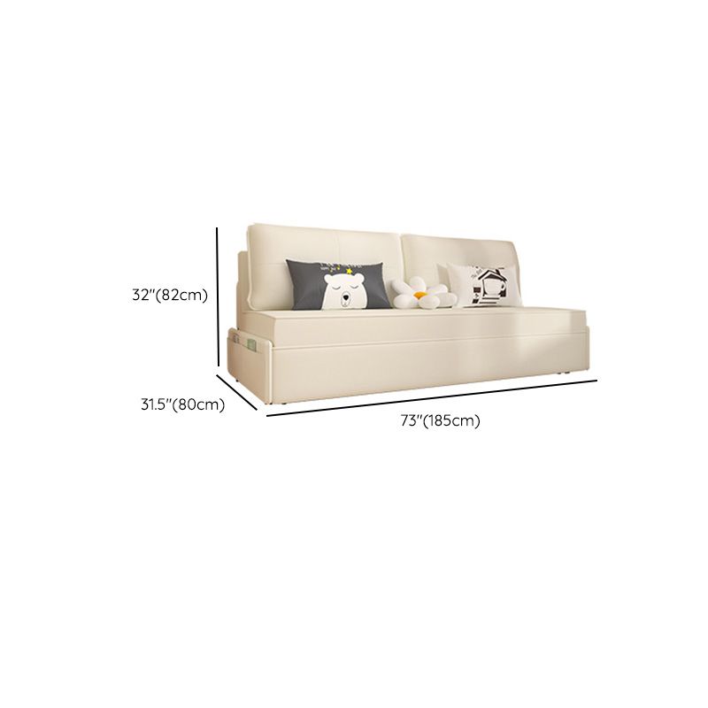 Faux Leather Futon Sofa Bed Glam Storage Sleeper Sofa in White